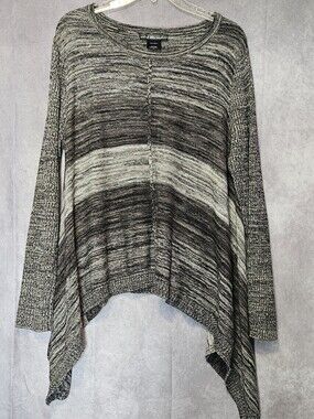 United States Sweaters Asymmetrical Knit Top Womens XL Gray Striped Handkerchief